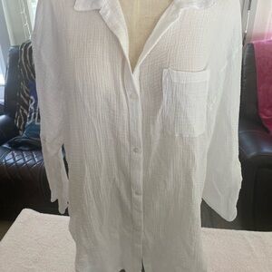 Kona Sol Cream Textured White Top can also use as Swim Coverup